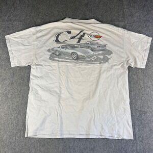 Vintage Delta Shirt Men's XL Chevrolet Corvette C4 Car Graphic Gray Retro